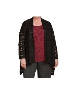 On The Plus Side Textured Shawl Collar Jacki Wave Jacket - Black