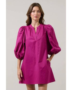 Sugarlips Victoria Shift Split Neck Mini Dress - Pink