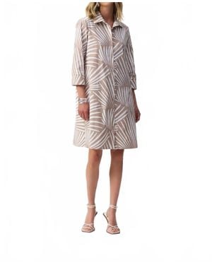 Joseph Ribkoff Stretch Poplin Tropical Print Shirt Dress - Multicolor