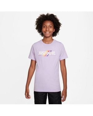 Nike Kids Jdi Retro T-Shirt Just Do It Short Sleeve Pullover Srt564 - White