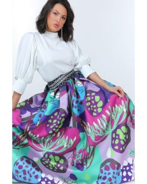 TRUEDAMES Puff Sleeve Blouse With Pearl Buttons - Blue