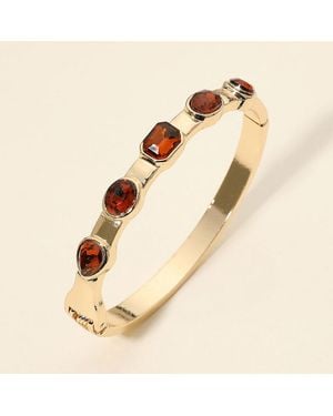 Fashnzfab Multi Shaped Gem Accent Hinged Bangle Bracelet - Natural