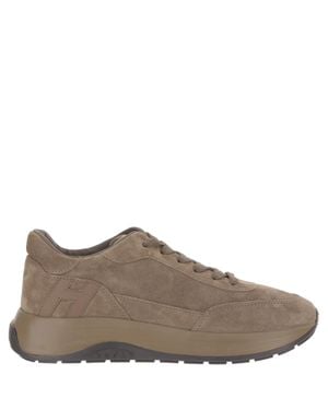 Hogan Hi-Light Suede Sneakers With Contrasting Logo Detail - Brown
