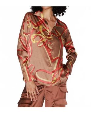 Catherine Gee Daria French Cuff Silk Blouse - Brown