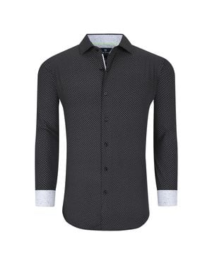 Tom Baine Slim Fit Performance Long Sleeve Geometric Button Down - Black