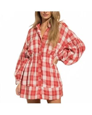 Baevely By Wellmade Country Cutie Plaid Dress - Red