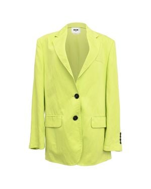 MSGM Single-Breasted Blazer With Pockets - Yellow
