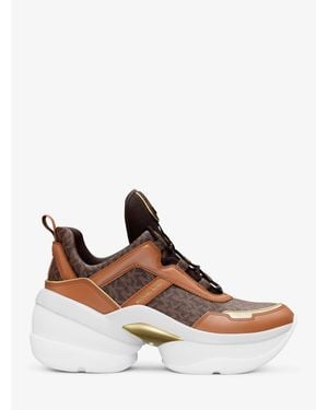 Michael Kors Outlet Olympia Signature Logo Sneaker - White