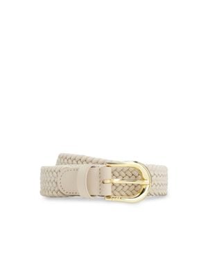BOSS Woven Belt With Leather Trims - Natural