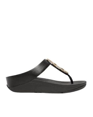 Fitflop Fino Crystal Chain Toe Post Sandal - Black