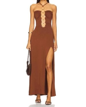 Luli Fama Halter Ring Long Dress - Brown