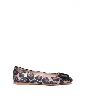GIANCARLO ABBIGLIAMENTO Leopard Print Satin Ballet Flats - White