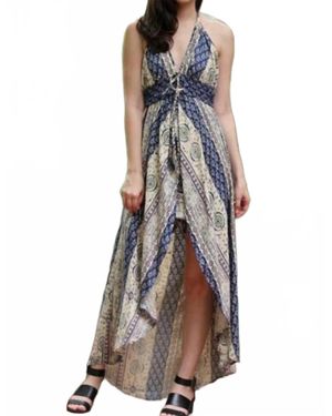Angie Hi Lo Halter Maxi Romper - Metallic