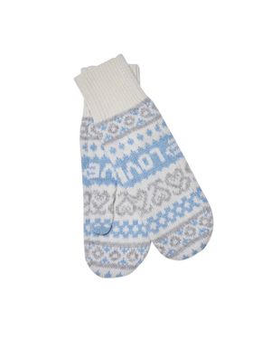 LoveShackFancy Marnella Wool Winter Mittens - Blue