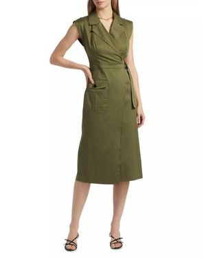 Toccin Silvia Safari Wrap Midi Dress - Green