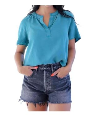 Bella Dahl Flowy Short Sleeve Pullover Top - Blue