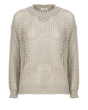 Panicale Perforated Sequin Cotton Sweater - Gray