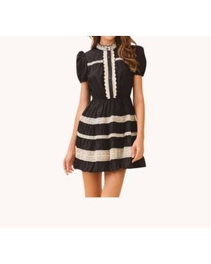 TCEC Scalloped Lace Mini Dress - Black
