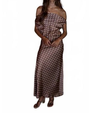 By Together Dolce Dot Draped Midi Dress - Brown