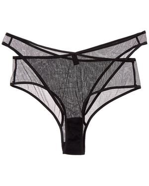 Kiki de Montparnasse Maxim High-Waist Silk-Trim Panty - Gray