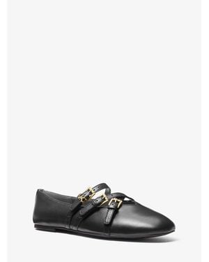 Michael Kors Indy Flex Leather Ballet Flat - Black