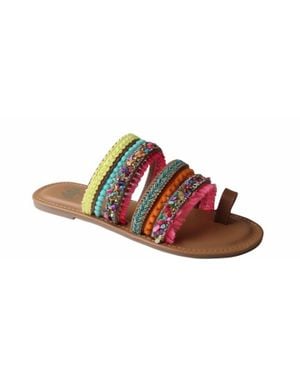 Camel Threads Boho Flat Sandals - Black