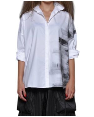 Simply Mila Stroke Boxy Shirt - White