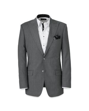 Paul Fredrick Wool Stretch Bengaline Peak Lapel Suit Jacket - Gray