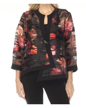 Joseph Ribkoff Floral Organza Swing Jacket - Black