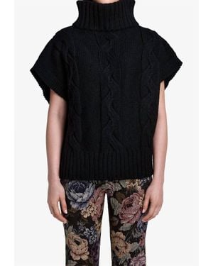 Smythe Cable Knit Sleeveless Sweater - Black