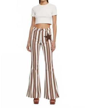 Saints & Hearts Back Suede Star Striped Flare Denim Pants - White