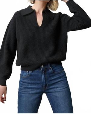 Lilla P Keyhole Rib Sweater - Black