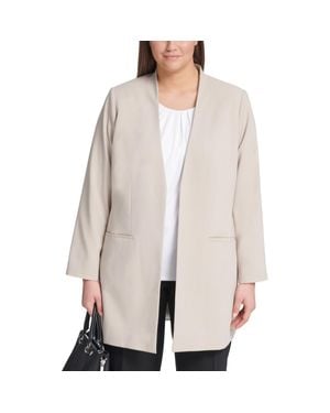 Calvin Klein Plus Open Front Professional Topper Jacket - Gray