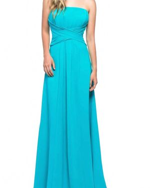 Milano Formals Serenity Drape Strapless Gown - Blue