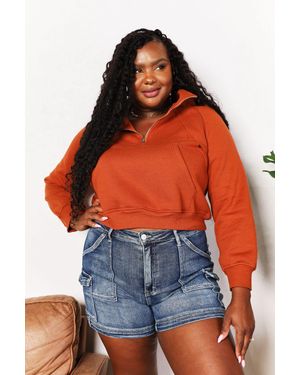 TRUEDAMES Half-Zip Long Sleeve Hoodie - Orange