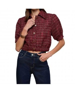 L'Agence Cove Crop Short Sleeve Jacket - Red
