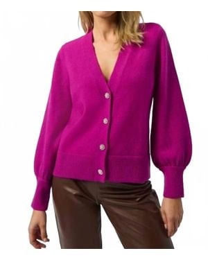 Joseph Ribkoff V-Neck Puff-Sleeve Blouse - Purple
