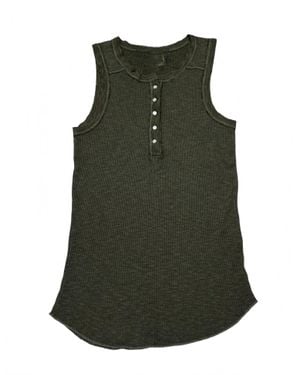 Crown Jewel Thermal Crew Henley Tank - Green