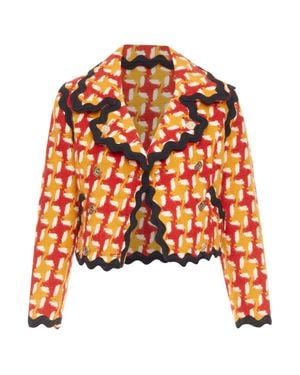 Moschino Vintage Houndstooth Tweed Cropped Jacket - Orange