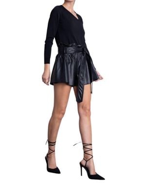 Karina Grimaldi Juana Vegan Leather Shorts - Black