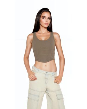 Forever 21 Sweater-Knit Corset Tank Top - Multicolor