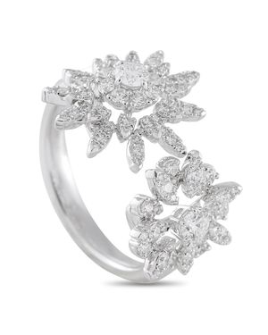 Hearts On Fire Aerial 18K 0.83Ct Diamond Double Sunburst Ring Hf16-070125 - Metallic