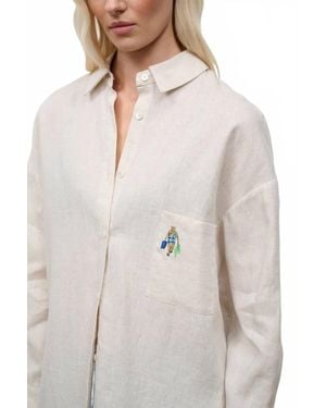 STAUD Sandbar Linen Button Front Top - Natural