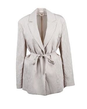 Liu Jo Fluid Striped Modal-Blend Blazer - White