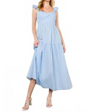 Thml Flutter Sleeve Midi Dress - Blue