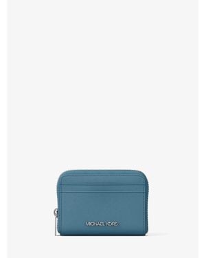 Michael Kors Outlet Jet Set Travel Medium Saffiano Leather Wallet - Blue