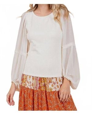 Mittoshop Elegant Sheer Sleeve Top - Gray