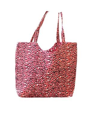 Pretty Simple Leopard Beach Tote Bag - Red