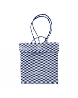 Lolas Bag Medium Braided Checkered Backpack - Blue