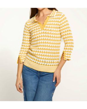 Fdj 3/4 Sleeve Polo Sweater - Yellow